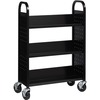 Lorell Single-sided Steel Book Cart - 3 Shelf - Round Handle - 5" Caster Size - Steel - x 32" Width x 14" Depth x 46" Height - Black - 1 Each