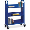 Lorell Single-sided Steel Book Cart - 3 Shelf - Round Handle - 5" Caster Size - Steel - x 32" Width x 14" Depth x 46" Height - Blue - 1 Each