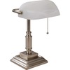 Lorell Classic Banker's Lamp - 15" Height - 6.5" Width - 10 W LED Bulb - Brushed Nickel - Desk Mountable - Silver - for Desk, Table