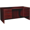 Lorell Prominence 2.0 3/4 Double-Pedestal Desk - 1" Top, 60" x 30"29" - 2 x File, Box Drawer(s) - Double Pedestal on Left/Right Side - Band Edge - Mat