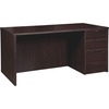 Lorell Prominence 2.0 3/4 Double-Pedestal Desk - 1" Top, 60" x 30"29" - 3 x File, Box Drawer(s) - Single Pedestal on Right Side - Band Edge - Material