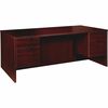 Lorell Prominence 2.0 Mahogany Laminate Double-Pedestal Desk - 2-Drawer - 1" Top, 72" x 36"29" - 2 x File, Box Drawer(s) - Double Pedestal - Band Edge