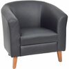 Lorell Barrel Armchair - Four-legged Base - Black - Bonded Leather - Armrest - 1 Each