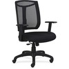 Lorell Air Grid Seat Office Chair - Black Fabric Seat - Black Frame - 5-star Base - Black - Armrest - 1 Each