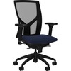 Lorell Justice Series Mesh High-Back Chair - Dark Blue Fabric, Foam Seat - High Back - Black - 1 Each