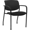 Lorell Advent Upholstered Stack Chairs with Arms - Black Foam, Fabric Seat - Black Foam, Fabric Back - Powder Coated, Black Tubular Steel Frame - Four