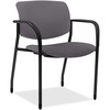 Lorell Advent Upholstered Stack Chairs with Arms - Ash Foam, Fabric Seat - Ash Foam, Fabric Back - Powder Coated, Black Tubular Steel Frame - Four-leg