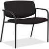 Lorell Avent Big & Tall Upholstered Guest Chair with Arms - Black Foam, Vinyl Seat - Black Foam, Vinyl Back - Powder Coated, Black Tubular Steel Frame