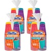 Hefty Everyday 16 oz Disposable Party Cups - 100 / Pack - 4 / Carton - Yellow, Purple, Red, Teal, Assorted Bright - Plastic - Cold Drink, Party