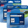 Brother P-touch TZe Laminated Tape Cartridges - 3/8" Width - Rectangle - White - Polyester Film, Polyethylene Terephthalate (PET) - 2 / Bundle - Water