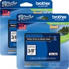 Brother P-touch TZe Laminated Tape Cartridges - 3/8" Width - Rectangle - White - Polyester Film, Polyethylene Terephthalate (PET) - 2 / Bundle - Water