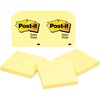 Post-it&reg; Notes Original Notepads - 3" x 3" - Square - 100 Sheets per Pad - Unruled - Canary Yellow - Paper - Self-adhesive, Repositionable - 24 / 