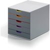 DURABLE&reg; VARICOLOR&reg; Desktop 5 Drawer Organizer - 11" W x 11-3/8" H x 14" D - 5 Drawers - Color Labeled Tabs - Charcoal