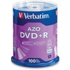 Verbatim 95098 DVD Recordable Media - DVD+R - 16x - 4.70 GB - 100 Pack Spindle - Silver - 120mm - 2 Hour Maximum Recording Time