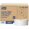 TORK Universal Jumbo Bath Tissue Roll - 2 Ply - 3.60" x 1000 ft - 1000 Sheets/Roll - 8.80" Roll Diameter - White - Paper - Dye-free, Fragrance-free, L