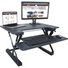 Victor High Rise Height Adjustable Standing Desk with Keyboard Tray (31" , Gray) - Gas Spring System Transforms Sit-Down Desk into a Stand-Up Desk - M