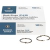 Business Source Standard Book Rings - 1.5" Diameter - Silver - Nickel Plated - 100 / Box