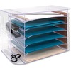 Business Source 6-tray Jumbo Desk Sorter - 3 Pocket(s) - 6 Compartment(s) - 12.3" Height x 18.1" Width x 10" Depth - Desktop - Clear - 1 Each
