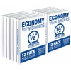 Samsill Economy 0.5 Inch 3 Ring Binder, Made in the USA, Round Ring Binder, Non-Stick Customizable Cover, White, 12 Pack (I08517C) - 1/2" Binder Capac