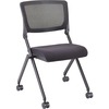 Lorell Mobile Mesh Back Nesting Chairs - Black Fabric Seat - Metal Frame - 2 / Carton