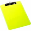 Business Source Flat Clip Clipboard - 9" x 12" - Plastic - Neon Green - 1 Each