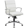 Boss CaressoftPlus Executive Mid-Back Chair - White Vinyl Seat - White Vinyl Back - Chrome Frame - Mid Back - 5-star Base - Armrest - 1 Each