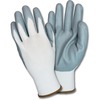 Safety Zone Nitrile Coated Knit Gloves - Hand Protection - Nitrile Coating - XXL Size - White, Gray - Flexible, Knitted, Durable, Breathable, Comforta