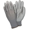 Safety Zone Poly Coated Knit Gloves - Polyurethane Coating - Medium Size - Gray - Knitted, Flexible, Comfortable, Breathable - For Industrial - 1 Doze