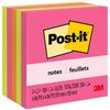 Post-it&reg; Notes - Poptimistic Color Collection - 4" x 4" - Square - 100 Sheets per Pad - Fuchsia, Neon Green, Neon Orange - Repositionable, Self-ad