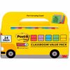 Post-it&reg; Super Sticky Notes Bus Cabinet Pack - 3" x 3" - Square - 70 Sheets per Pad - Iris, Electric Blue, Evergreen, Yellow, Candy Red - Sticky, 