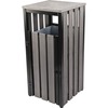 Lorell Faux Wood Outdoor Waste Bin - Rectangular - Weather Resistant - 33.6" Height - Polystyrene - Weathered Charcoal - 1 Each