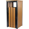 Lorell Faux Wood Outdoor Waste Bin - Rectangular - Weather Resistant - 33.6" Height x 15.8" Width x 15.8" Depth - Polystyrene - Teak - 1 Each