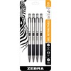 Zebra Pen STEEL 3 Series G-301 Retractable Gel Pen - 0.7 mm Pen Point Size - Refillable - Retractable - Black Gel-based Ink - Metal Barrel - 4 / Pack