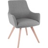 Lorell Mid-century Modern Flannel Guest Chair - Four-legged Base - Gray - Armrest - 1 Each