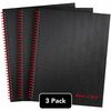 Black n' Red Hardcover Twinwire Business Notebook - Twin Wirebound - 12" x 8.5" x 1.7" - Matte Cover - Perforated, Bleed Resistant - 3 / Pack