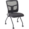 Lorell Nesting Chair - Black Fabric Seat - Mesh Back - Metal Frame - Rectangular Base - Black - 2 / Carton