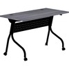 Lorell Flip Top Training Table - For - Table TopCharcoal Rectangle, Melamine Top - Black Four Leg Base - 4 Legs x 48" Table Top Width x 23.60" Table T