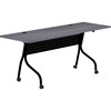 Lorell Charcoal Flip Top Training Table - Charcoal Rectangle, Melamine Top - Black Four Leg Base - 4 Legs - 72" Table Top Width x 23.60" Table Top Dep