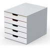 DURABLE VARICOLOR MIX 5 Drawer Desktop Storage Box, White/Multicolor - 5 Drawer(s) - 11" Height x 11.5" Width x 14" DepthDesktop - White - Plastic - 1