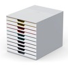 DURABLE VARICOLOR MIX 10 Drawer Desktop Storage Box, White/Multicolor - 10 Drawer(s) - 11" Height x 11.5" Width x 14" DepthDesktop - White - Plastic -