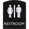 Lorell Arched Unisex Restroom Sign - 1 Each - 6.8" Width x 8.5" Height - Rectangular Shape - Surface-mountable - Easy Readability, Braille - Plastic -
