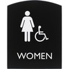 Lorell Arched Women's Handicap Restroom Sign - 1 Each - Women Print/Message - 6.8" Width x 8.5" Height - Rectangular Shape - Surface-mountable - Easy 