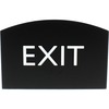 Lorell Exit Sign - 1 Each - 4.5" Width x 6.8" Height - Curved Shape - Surface-mountable - Easy Readability, Braille - Indoor - Plastic - Black, Black