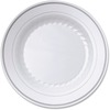 Masterpiece 9" Heavyweight Plates - 10 / Pack - Picnic, Party - Disposable - 9" Diameter - White - Plastic Body - 12 / Carton