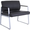 Lorell Healthcare Reception Big & Tall Sled Base Guest Chair - Silver Powder Coated Steel Frame - Sled Base - Black - Vinyl - 1 Each