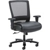 Lorell Heavy-duty Mesh Back Task Chair - Black Leather, Polyurethane Seat - Black - Armrest - 1 Each