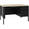 Lorell Fortress Series 48" Right-Pedestal Teachers Desk - 48" x 29.5"30" , 0.8" Modesty Panel - Single Pedestal on Right Side - T-mold Edge - Material