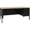 Lorell Fortress Series 66" Right-Pedestal Desk - 66" x 29.5"30" , 0.8" Modesty Panel, 1.1" Top - Single Pedestal on Right Side - Square Edge - Materia