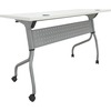 Lorell Flip Top Training Table - White Rectangle Top - Silver Folding Base - 4 Legs - 23.60" Table Top Length x 48" Table Top Width - 29.50" Height - 