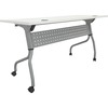 Lorell White Laminate Flip Top Training Table - White Top - Silver Base - 4 Legs - 23.60" Table Top Length x 60" Table Top Width - 29.50" Height - Ass